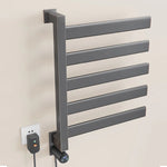 radiateur électrique mural noir fixations murales interrupteur numérique réglage température sèche serviettes moderne