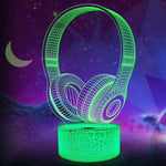 lampe led 3d casque audio oreilles chat veilleuse chambre enfant décoration lumineuse