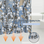 rideau douche moderne fleurs blanches bleu clair polyester texturé respectueux environnement suspension