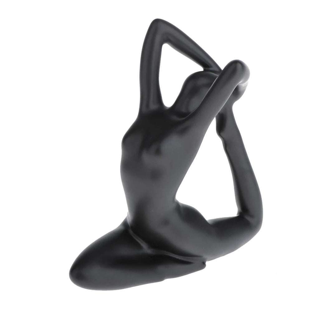 ornements deco moderne figurines yoga noires differentes poses minimaliste sculptural