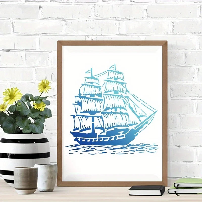 stencils peinture marins phare bateau vintage blanc art mural bricolage décorationintérieur
