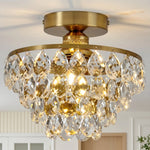 lampe suspendue dorée cristal brillantes élégante transparente chambre salle manger