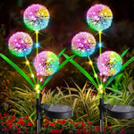 décorations solaires fleurs lumineuses vert blanc moderne extérieures jardin piquetées