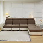 housse canapé moderne marron beige motif feuilles jacquard protection salon élastique lavable machine