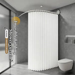 rideau douche pliable invisible gris rayures vertical opacité moderne anneau support mural polyester tufté