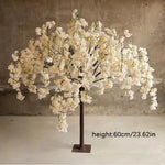 décoration intérieure arbre artificiel cerise fleurs rose blanc champagne naturel élégant mariage anniversaire