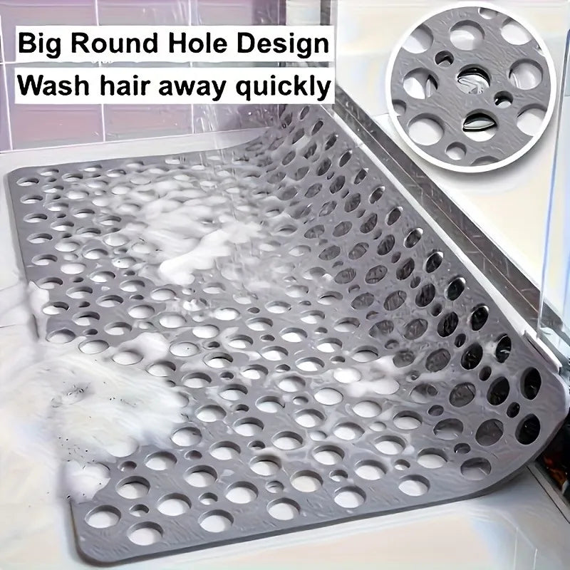 tapis bain douche gris vert perforations anti dérapage moderne salle bain ventilation trous ronds
