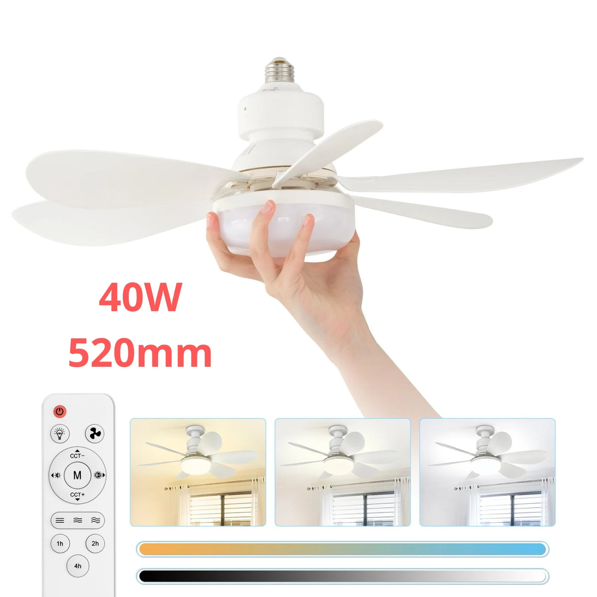 ventilateur blanc led 40w vitesses télécommande moderne pales blanches mat