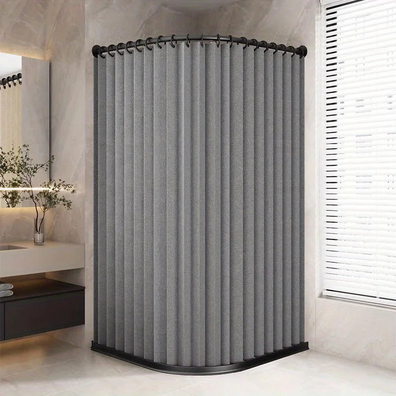 rideau douche gris moderne texture tissée opacité polyester salle bain appartement maison