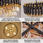 lustre moderne cristal noir doré effet gouttes pluie niveaux led variable salon chambre
