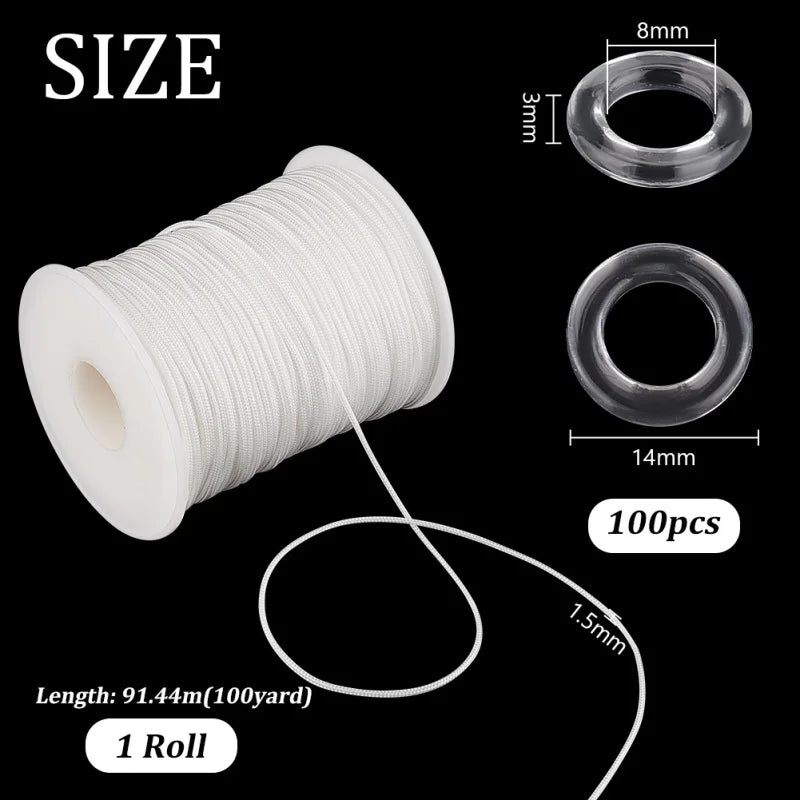 corde nylon noire tissée 100 yards corde blanche lisse utilitaire moderne 1.5mm