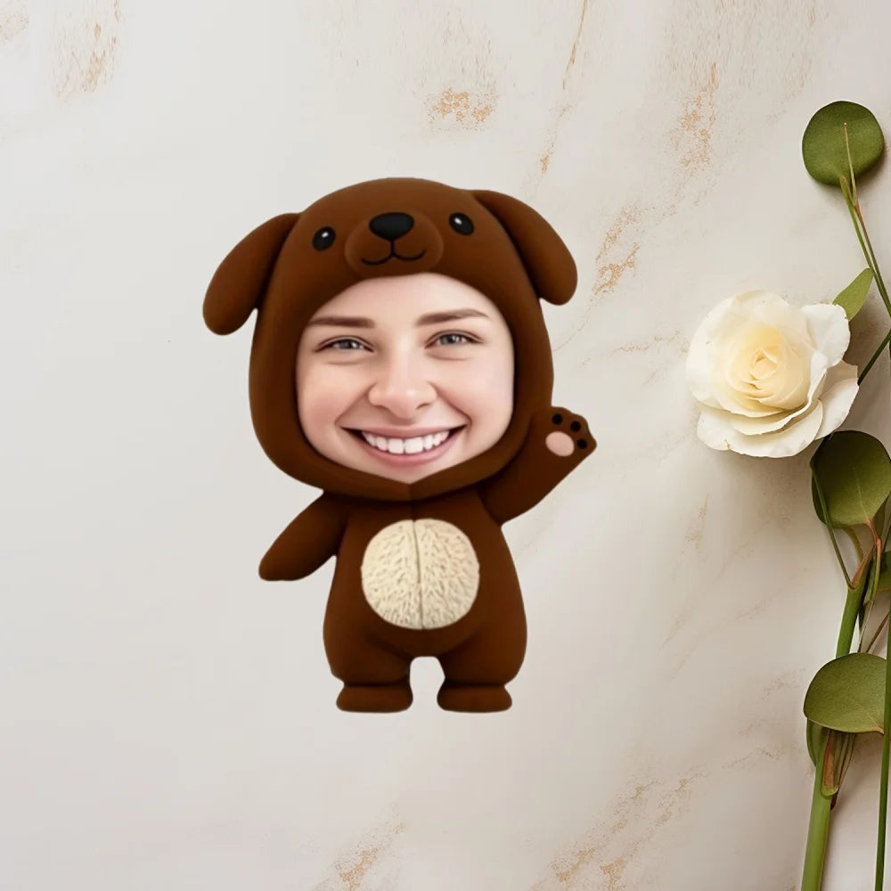 peluche personnalisée visage humain costume chien marron clair doux créatif adultère oblong lavable machine