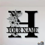 lettre décorative métal noir personnalisée fleurs papillon art mural rustique décoration intérieure maison