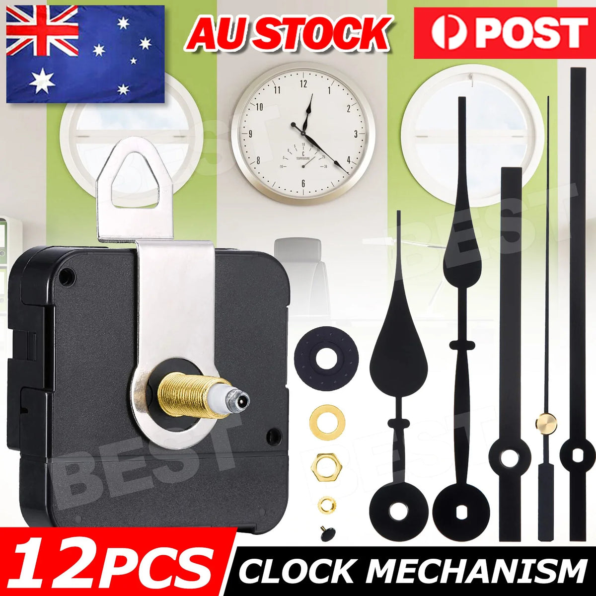 réparation horloge quartz mouvement aiguilles heures minutes secondes kit pièces mécanisme industrielle utilitaire fixations