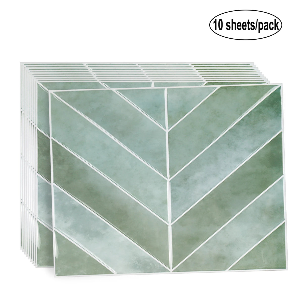 Autocollant mural 3D effet carrelage V vert dans cuisine