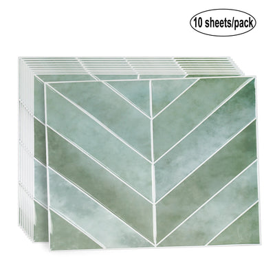 Autocollant mural 3D effet carrelage V vert dans cuisine