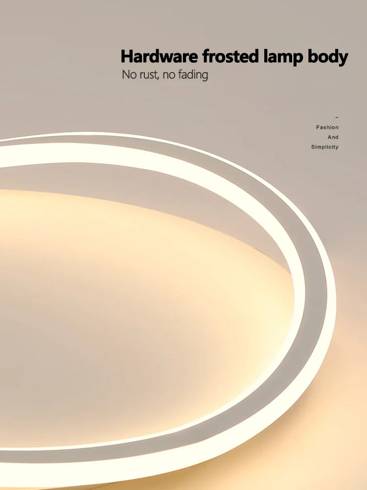 Luminaire LED moderne blanc ovale anneau concentrique frosted minimaliste