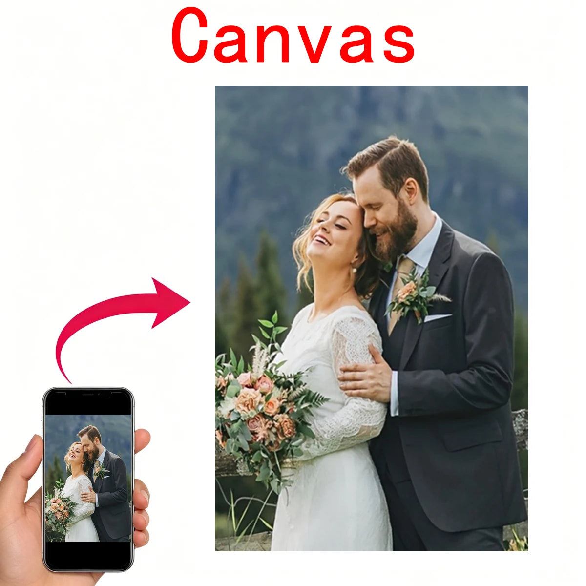 toile d'art personnalisable photo mariage paysage classique romantique blanc gris vert bleu beige