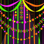 guirlande lumineuse moderne festive points étoiles triangles cercles multicolore anniversaire festive uv phosphorescente lumière