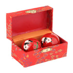 boules massage main rouge panda feuille fitness relaxation santé exercices dextérité portable