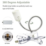 lampe pince flexible blanc moderne socle E27 interrupteur filaire prise US EU minimaliste