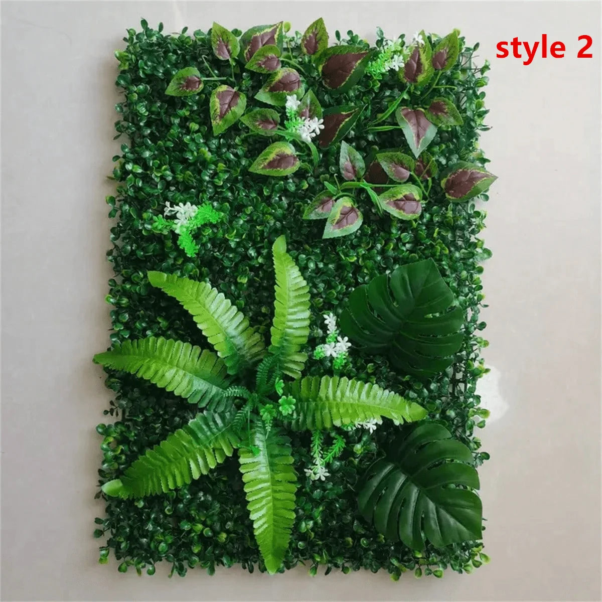 panneau mural végétal artificiel feuilles diverses couleurs vert rouge moderne décoration intérieure extérieure tropical