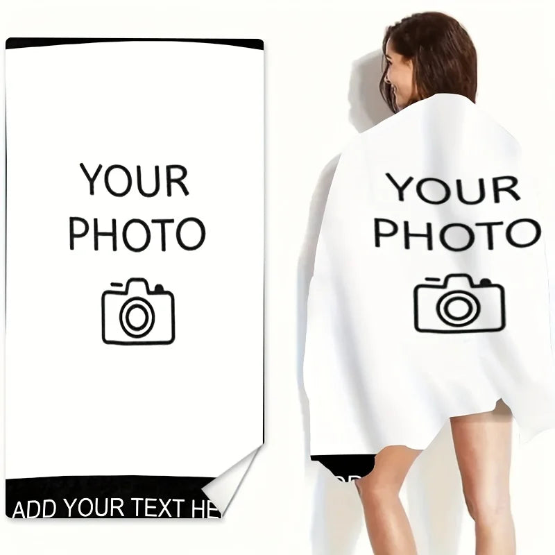 serviette plage microfibre rapide sèche imprimée photo personnelle blanc moderne absorption haute machine lavable