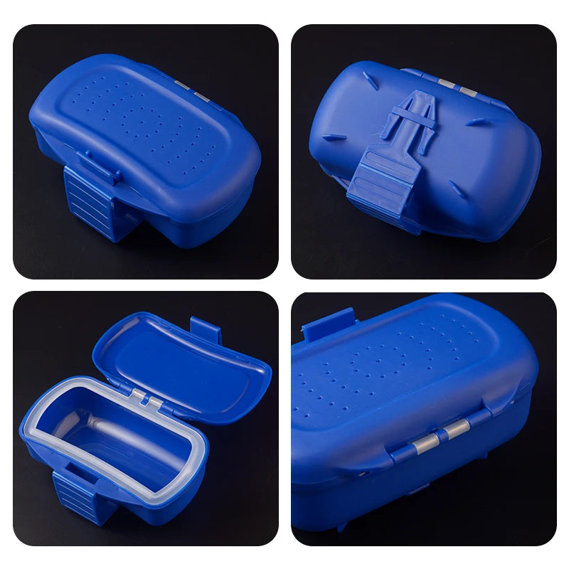 boîtes rangement pêche bleu vert noires compartiments hexagonales pratiques métal