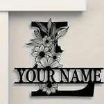 lettre décorative métal noir personnalisée fleurs papillon art mural rustique décoration intérieure maison