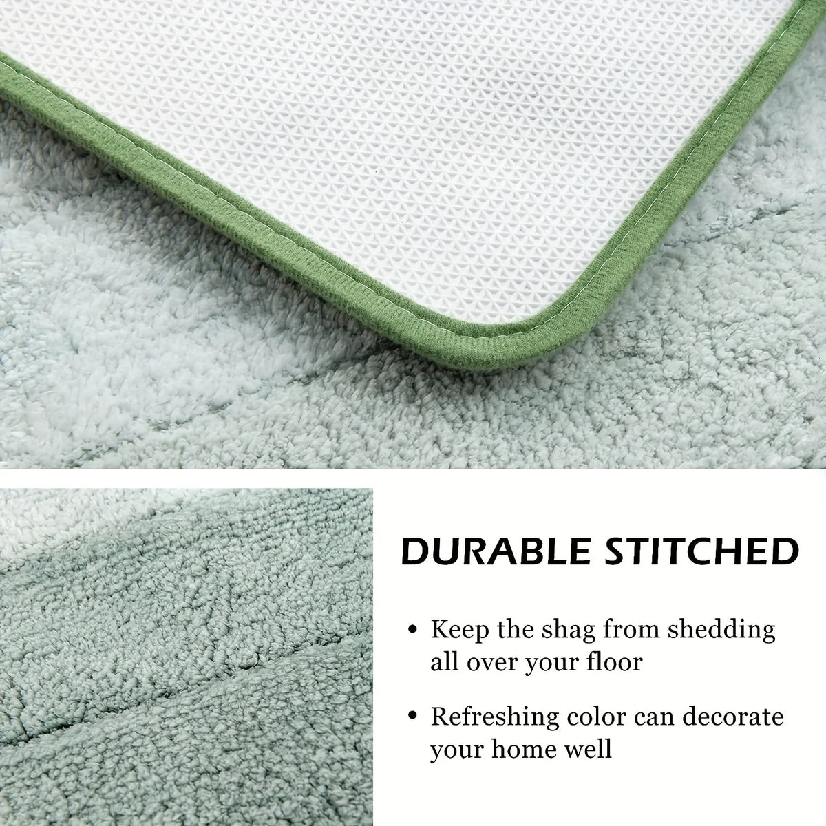 tapis bain shag vert clair gris moderne antidérapant lavable machine texture duveteuse ensemble tailles