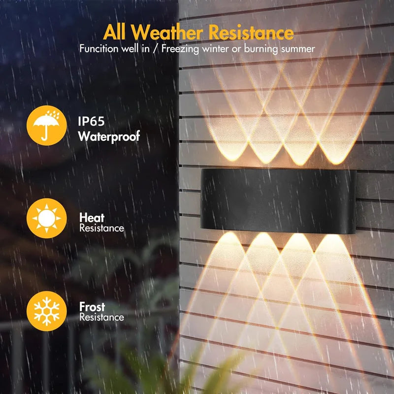applique murale led noir aluminium moderne extérieur intérieur luminaire jardin étanche ip65 up down