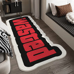 tapis lettres wasted blanc rouge bordure dentelée moderne intérieur porte