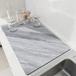 tapis cuisine absorbant diatomite marbre gris vert séchage vaisselle évacuation eau