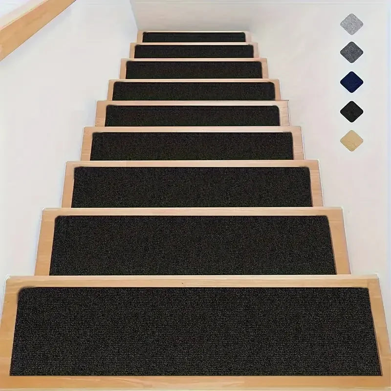 tapis marches escalier antidérapants moderne adhésif gris beige texturé absorbant 80x20cm