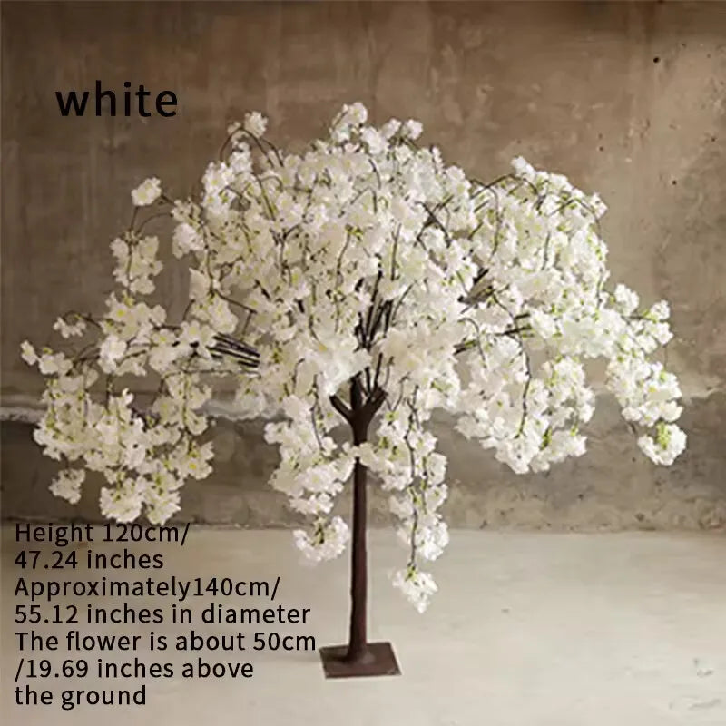 décoration intérieure arbre artificiel cerise fleurs rose blanc champagne naturel élégant mariage anniversaire