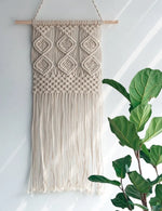 Détail du tissage macramé coton beige