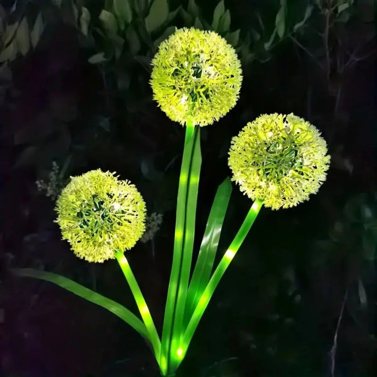 décorations solaires fleurs lumineuses vert blanc moderne extérieures jardin piquetées