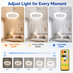 ventilateur moderne lampe led blanc télécommande variateur intensitéintérieur chambre salon