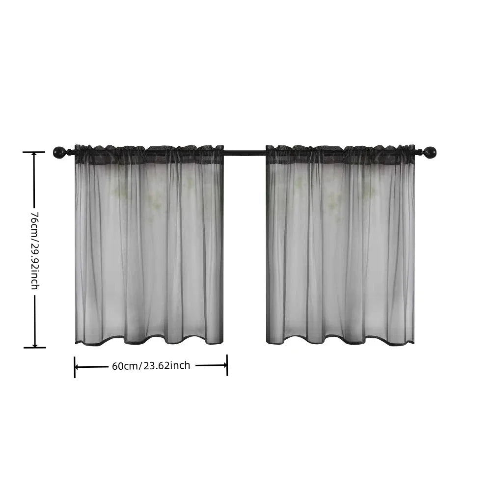 rideaux courts tissu plissé polyester translucides moderne blanc gris noir