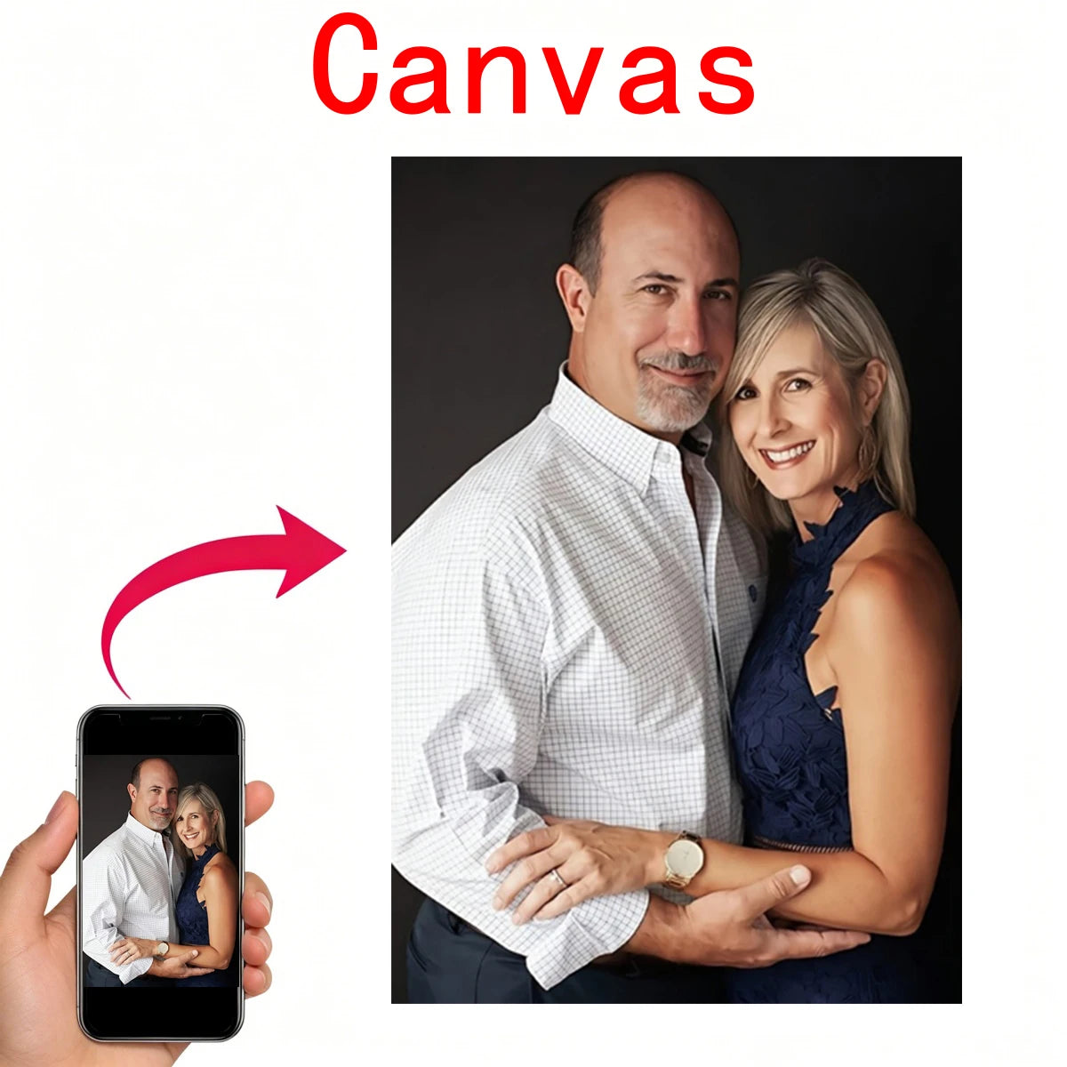 toile d'art personnalisée photo couple blanc noir cadre classique 20x30cm 30x40cm 40x50cm 40x60cm 50x70cm