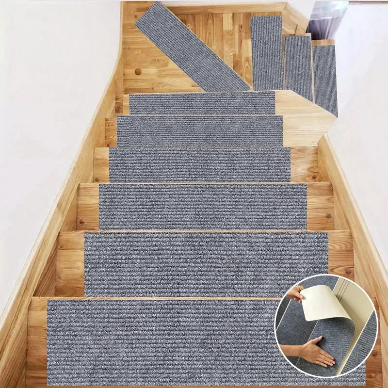 tapis marches escalier antidérapants moderne adhésif gris beige texturé absorbant 80x20cm