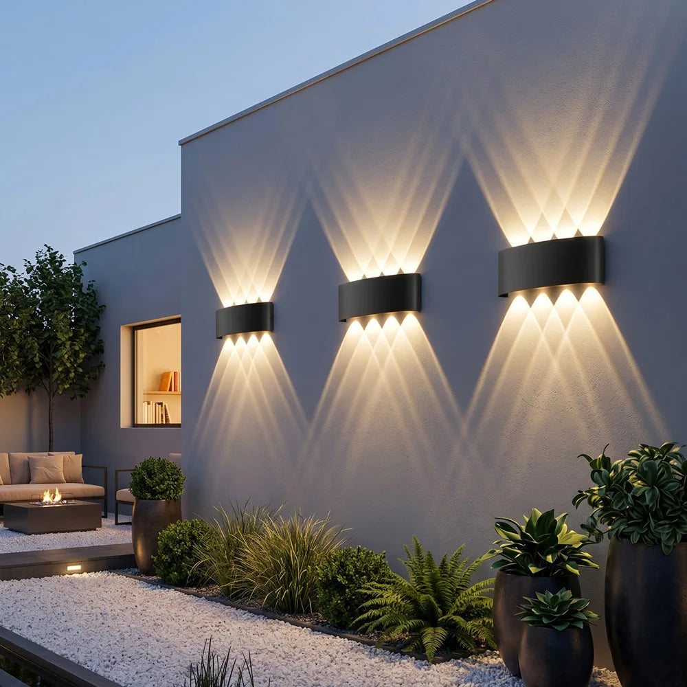 applique murale led moderne noire fixée mur diodes led étanches ip65