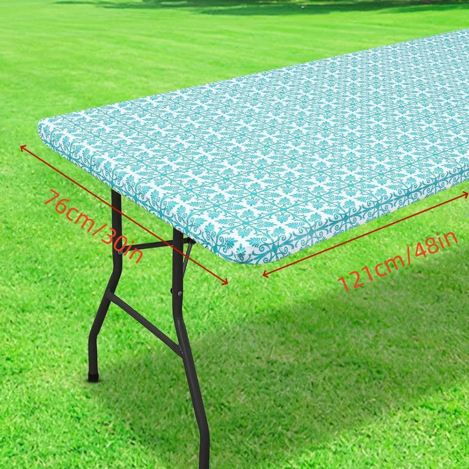 nappe table rectangulaire motif floral gris blanc pvc réutilisable moderne élégante noël camping pique