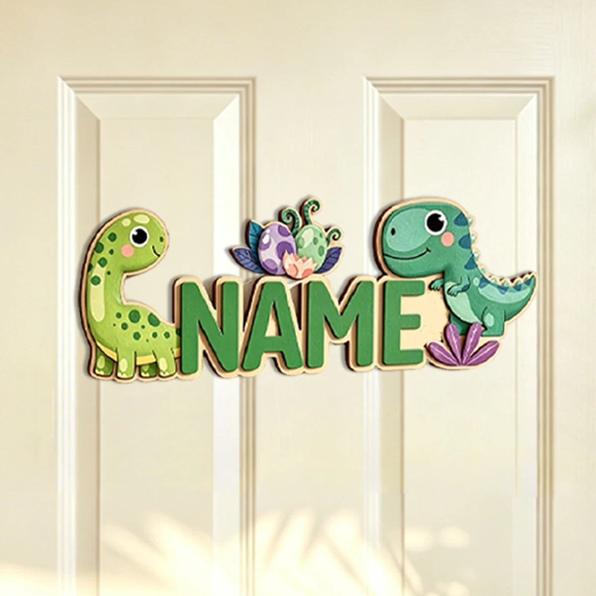 plaque porte personnalisable dessin animé fleurs papillons licorne verte bleue jaune rose
