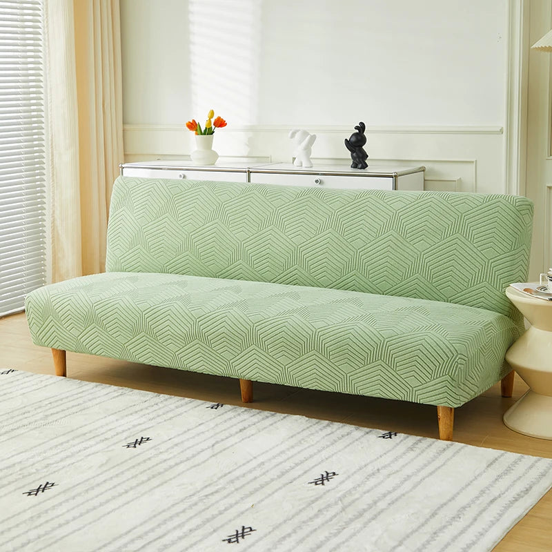 couverture canapé lit vert clair rayures diagonales élastiques machine lavable moderne