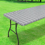 nappe table rectangulaire motif floral gris blanc pvc réutilisable moderne élégante noël camping pique