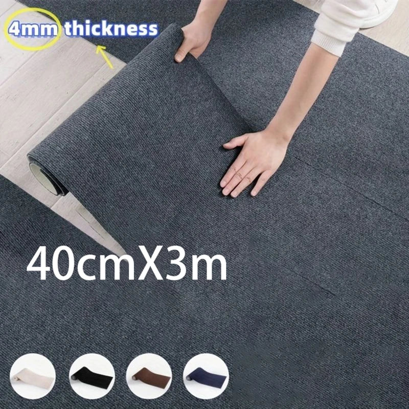 tapis gris foncé moderne 40cm 3m polyester daim texture tissée adhésif intérieur maison