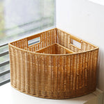 panier rangement tressé marron clair rustique poignées intégrées grande capacité organisation maison livres magazines