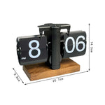 horloge flip cadran numérique vintage rétro base bois métal brillant chambre