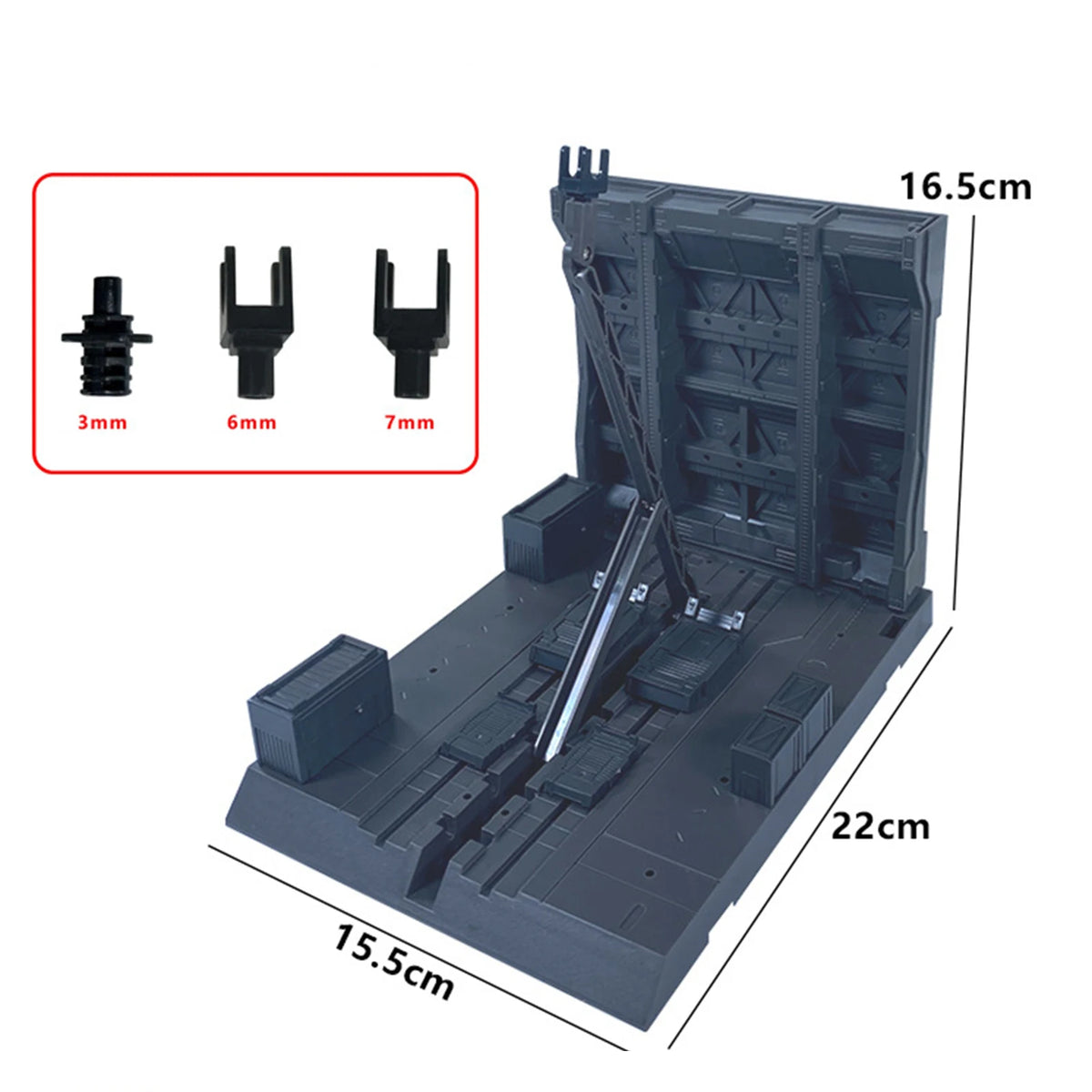 support d'exposition modulaire figurines noires clips fixation socle robuste jouets
